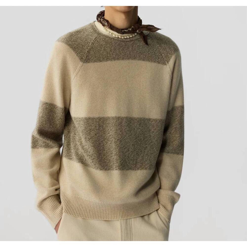 NEW GUEST IN RESIDENCE stripe island rollneck sweater in sandstone combo